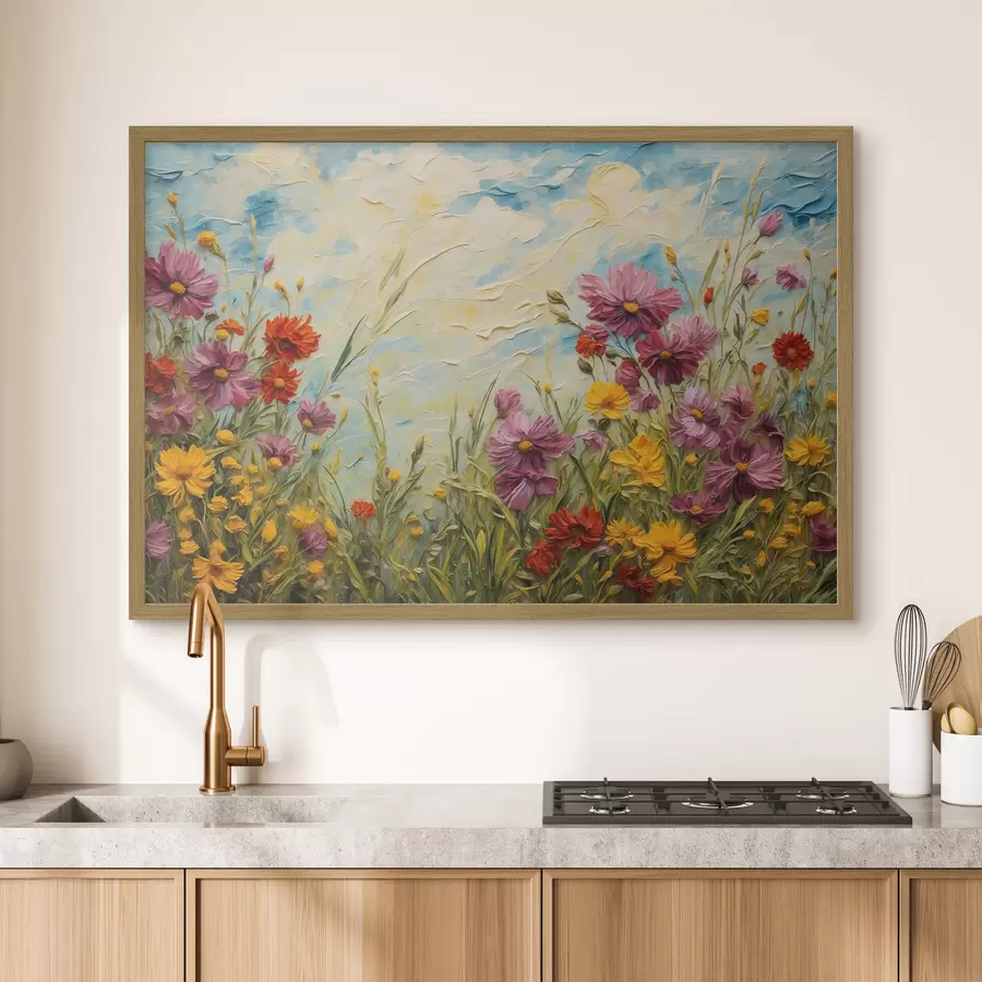 Papier peint Champ de fleurs en peinture à l'huile f43102