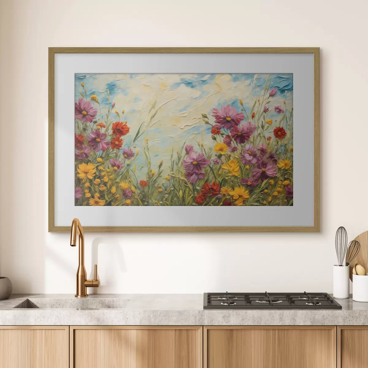Poster Champ de fleurs en peinture à l'huile f43102