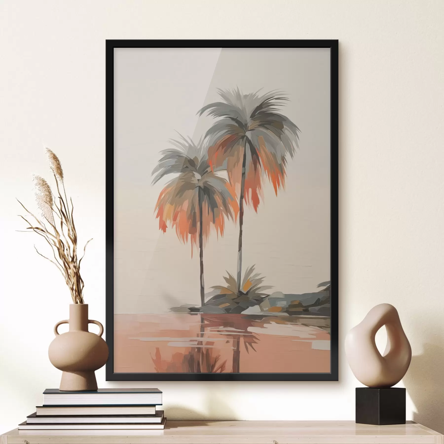 Papier peint Imitation de coups de pinceau pour les palmiers f43230