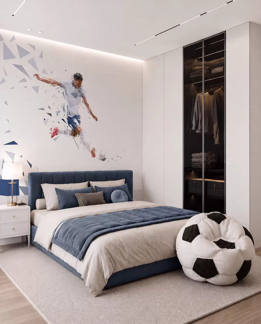 Papier peint Football en formes anguleuses w03289