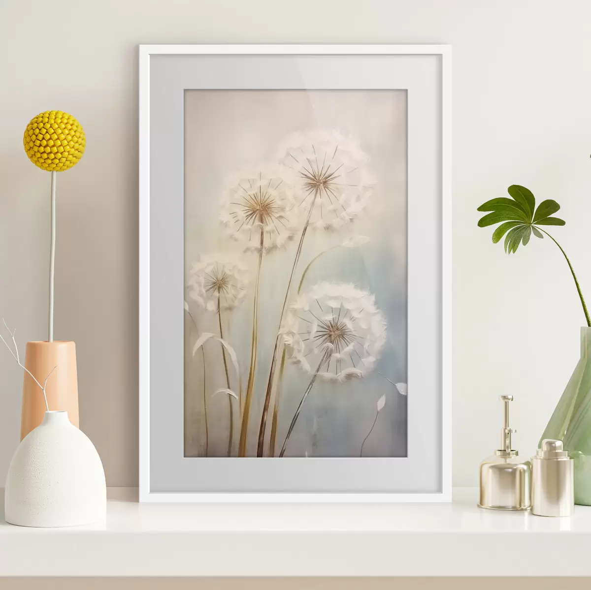 Poster Pissenlits délicats sur fond pastel f43279