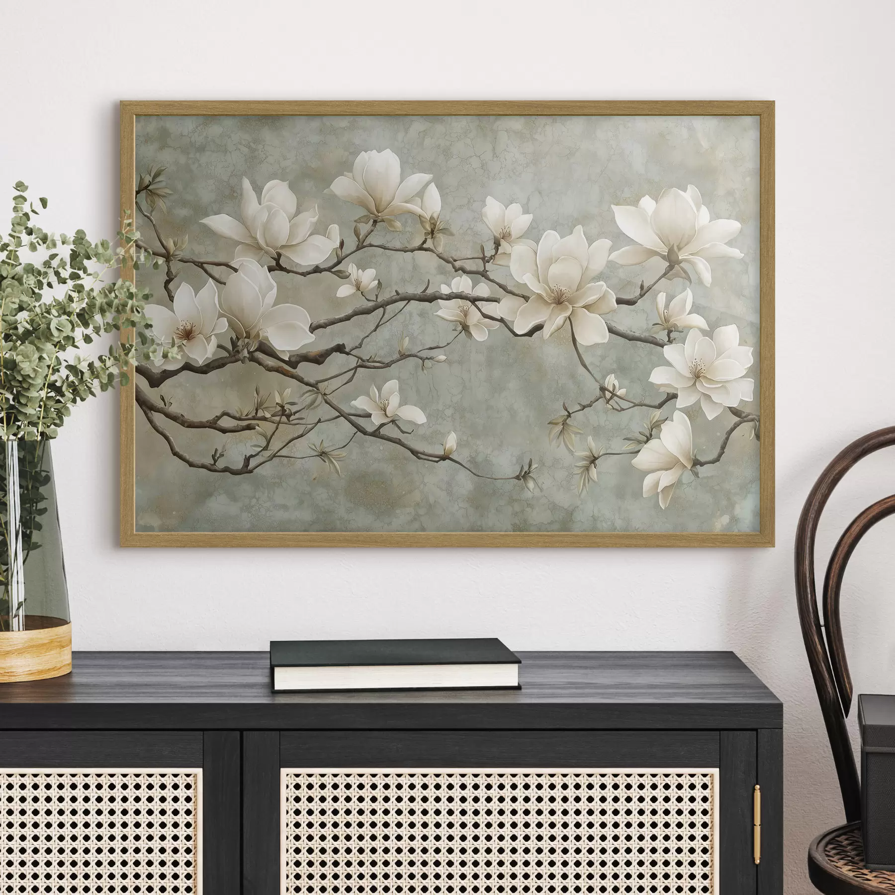Papier peint Branche de magnolia sur fond pastel grunge f43322