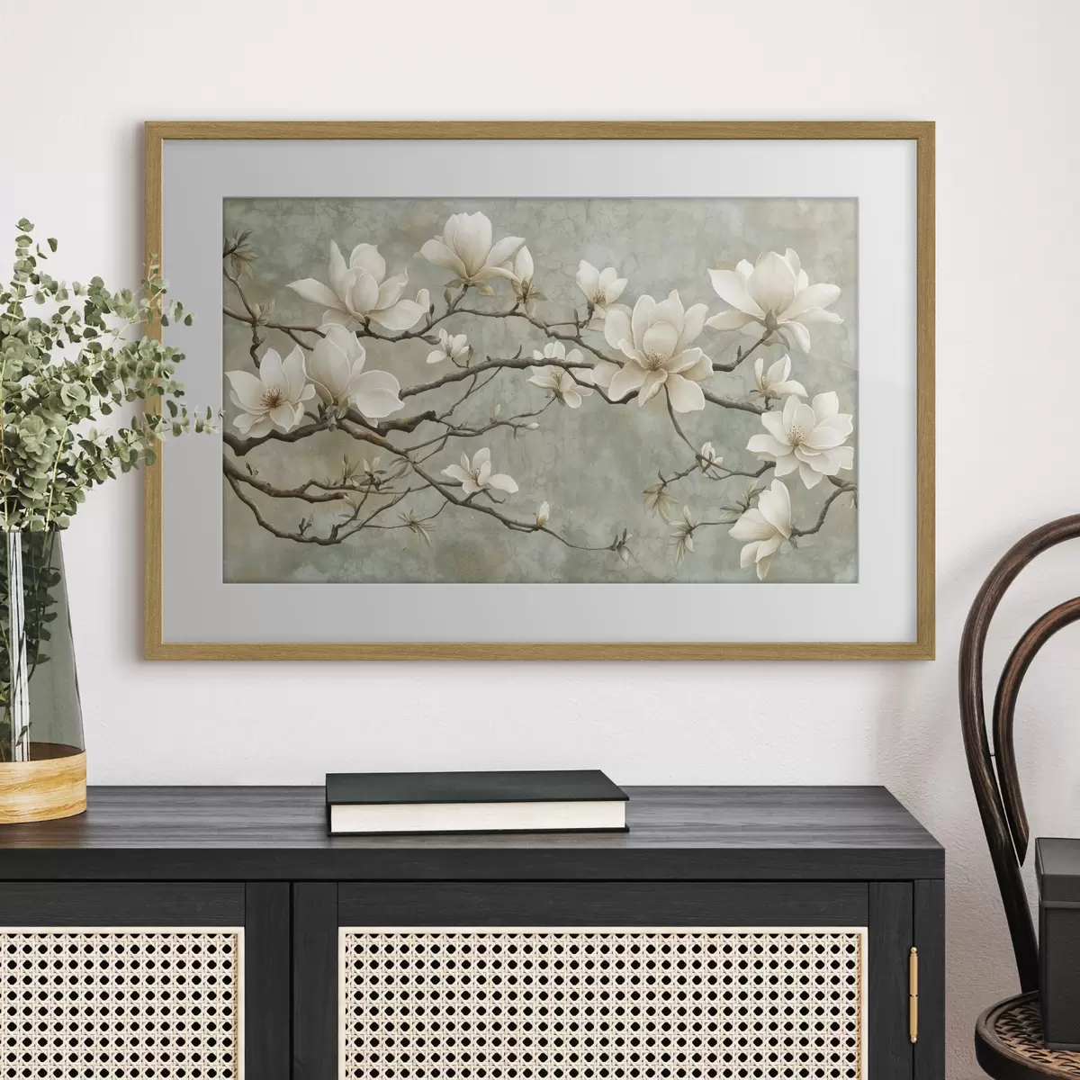 Poster Branche de magnolia sur fond pastel grunge f43322
