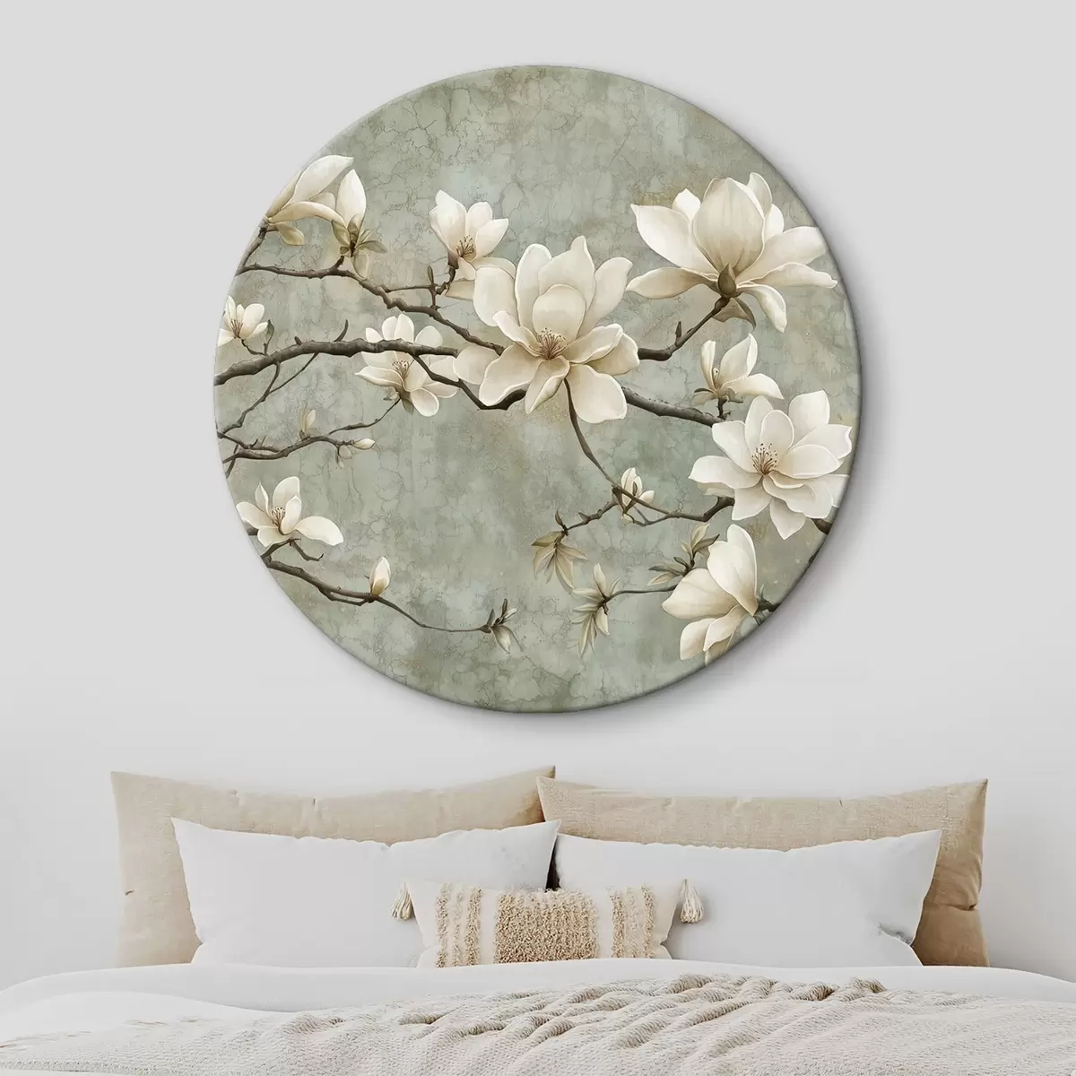 Tableaux rondes Branche de magnolia sur fond pastel grunge r43322