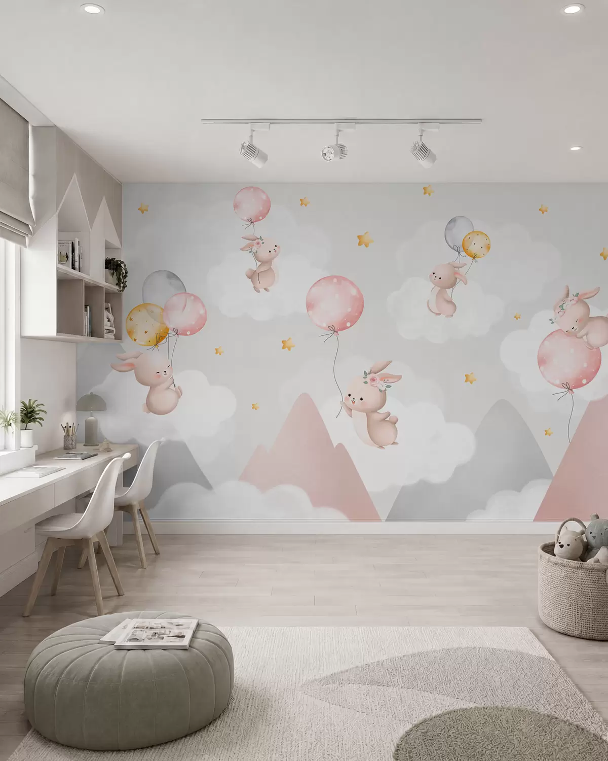 Papier peint Lapins dans le ciel des monts w03375