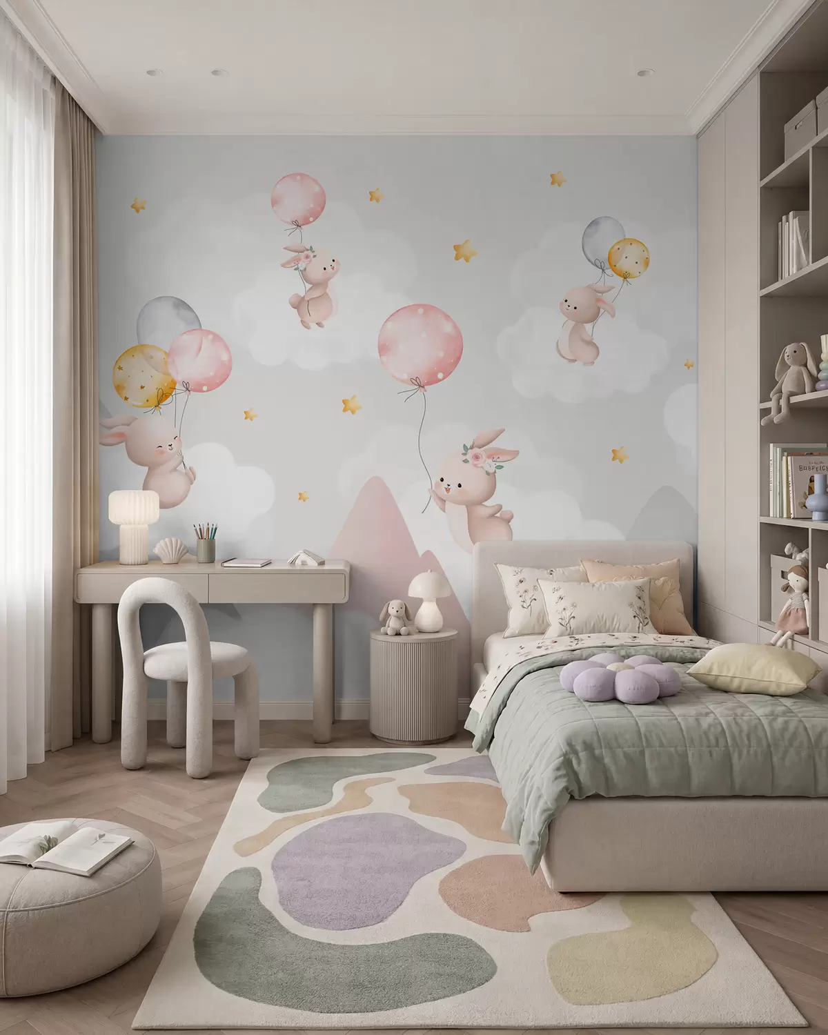 Papier peint Lapins dans le ciel des monts w03375