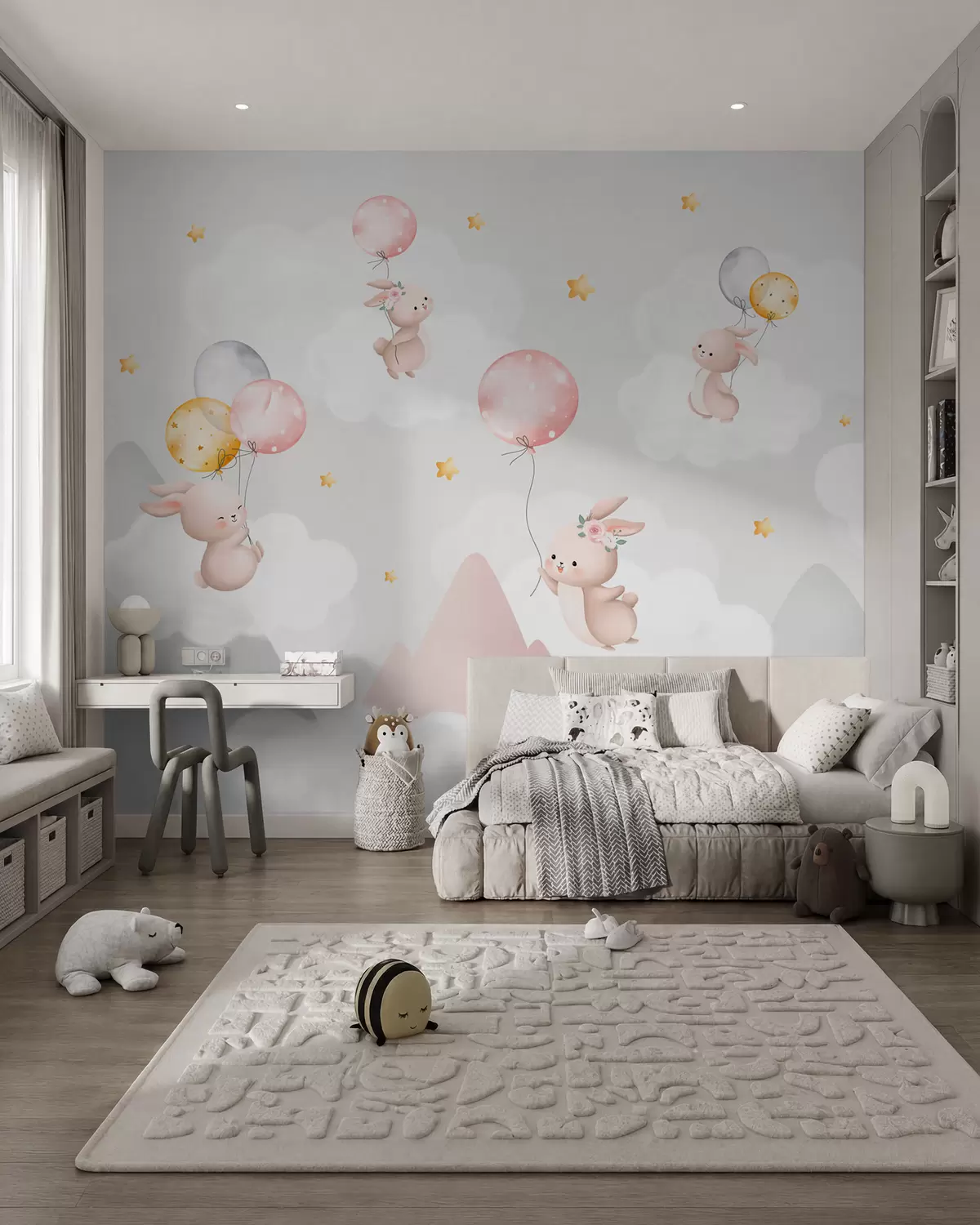 Papier peint Lapins dans le ciel des monts w03375