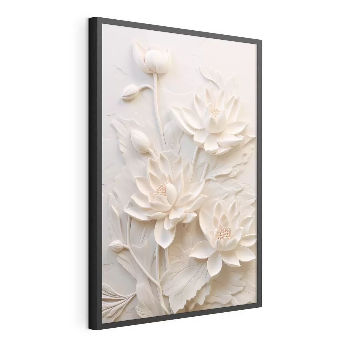 Poster Moulure blanche, imitation, fleurs f43334