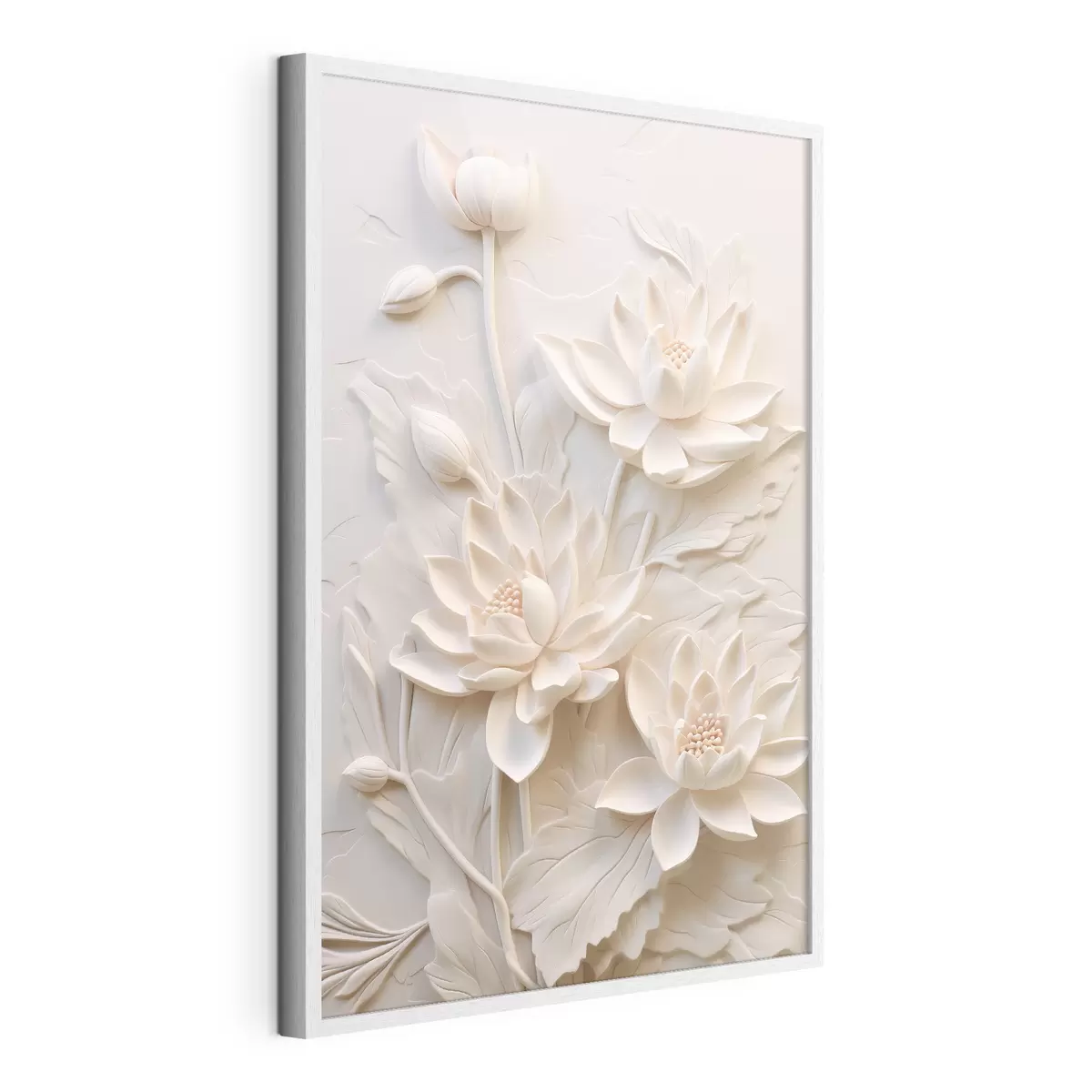 Poster Moulure blanche, imitation, fleurs f43334