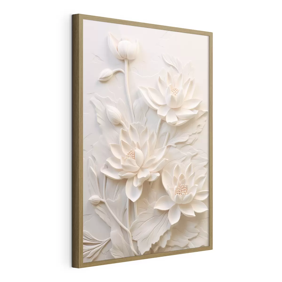 Poster Moulure blanche, imitation, fleurs f43334