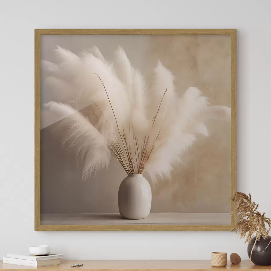 Papier peint Branches de roseaux touffues dans un vase sur la table f43338