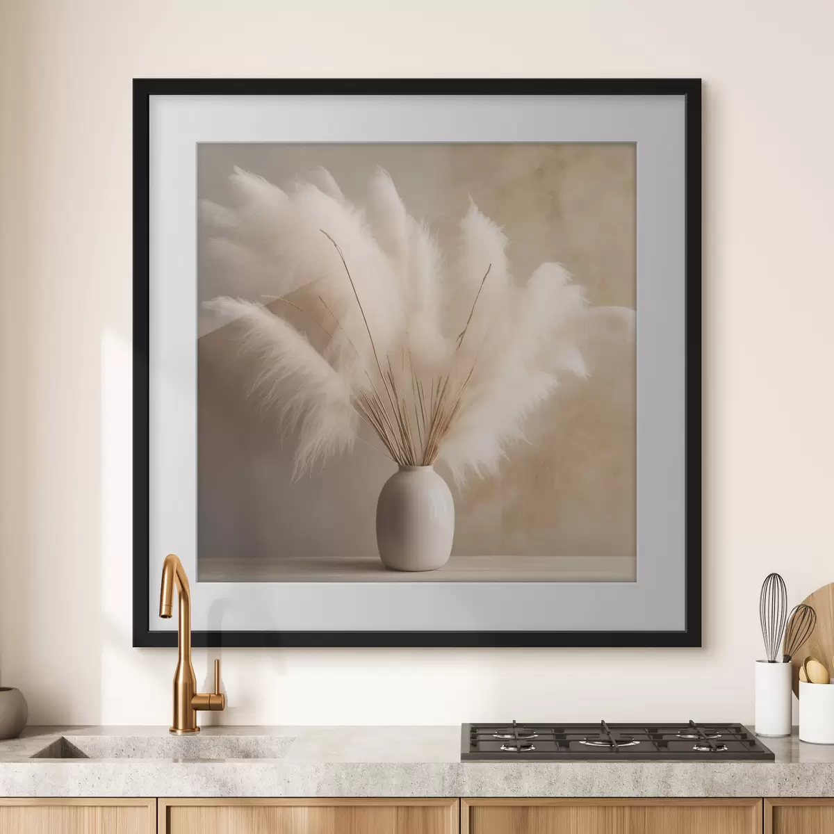 Poster Branches de roseaux touffues dans un vase sur la table f43338