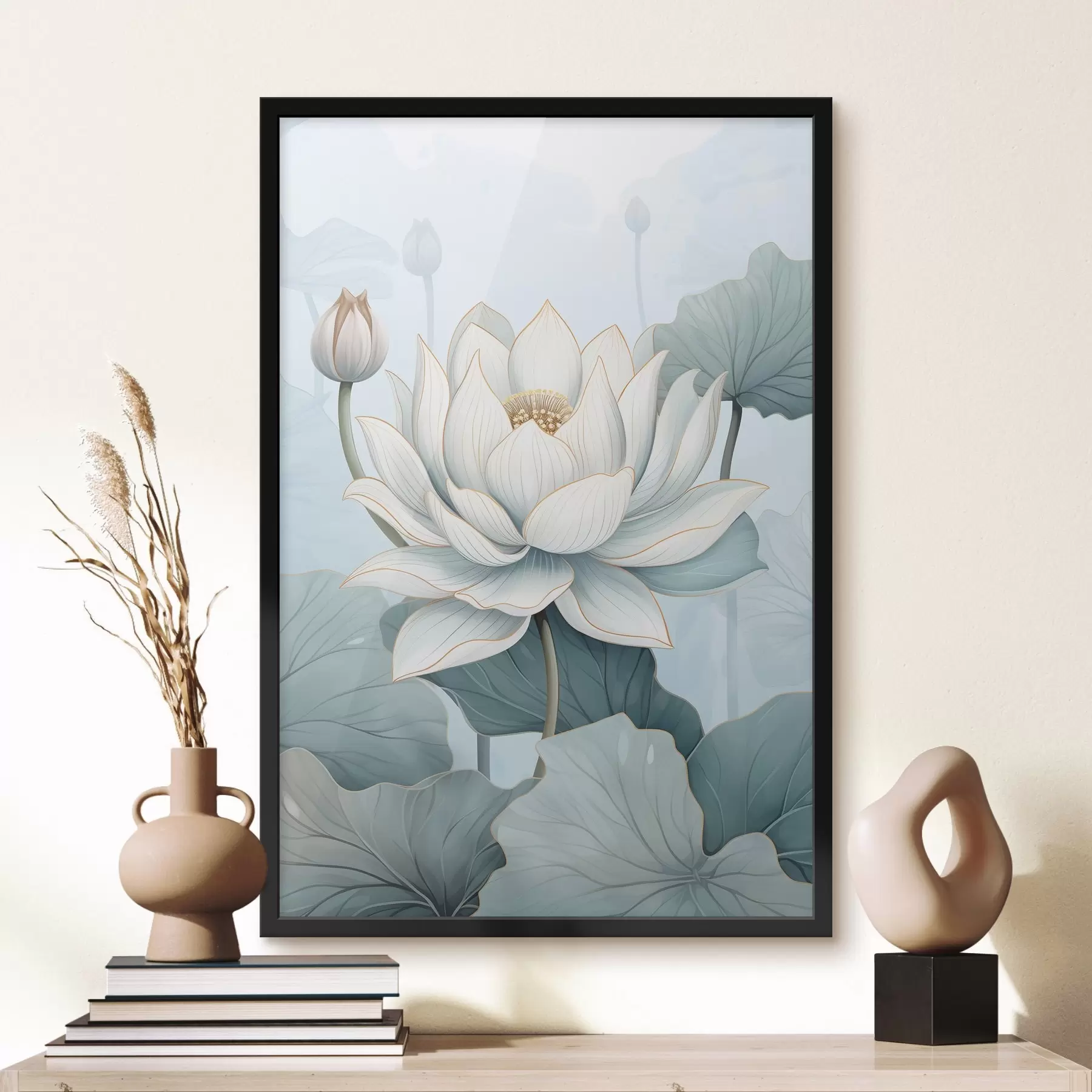 Papier peint Fleurs de lotus, imitation d'aquarelle f43340