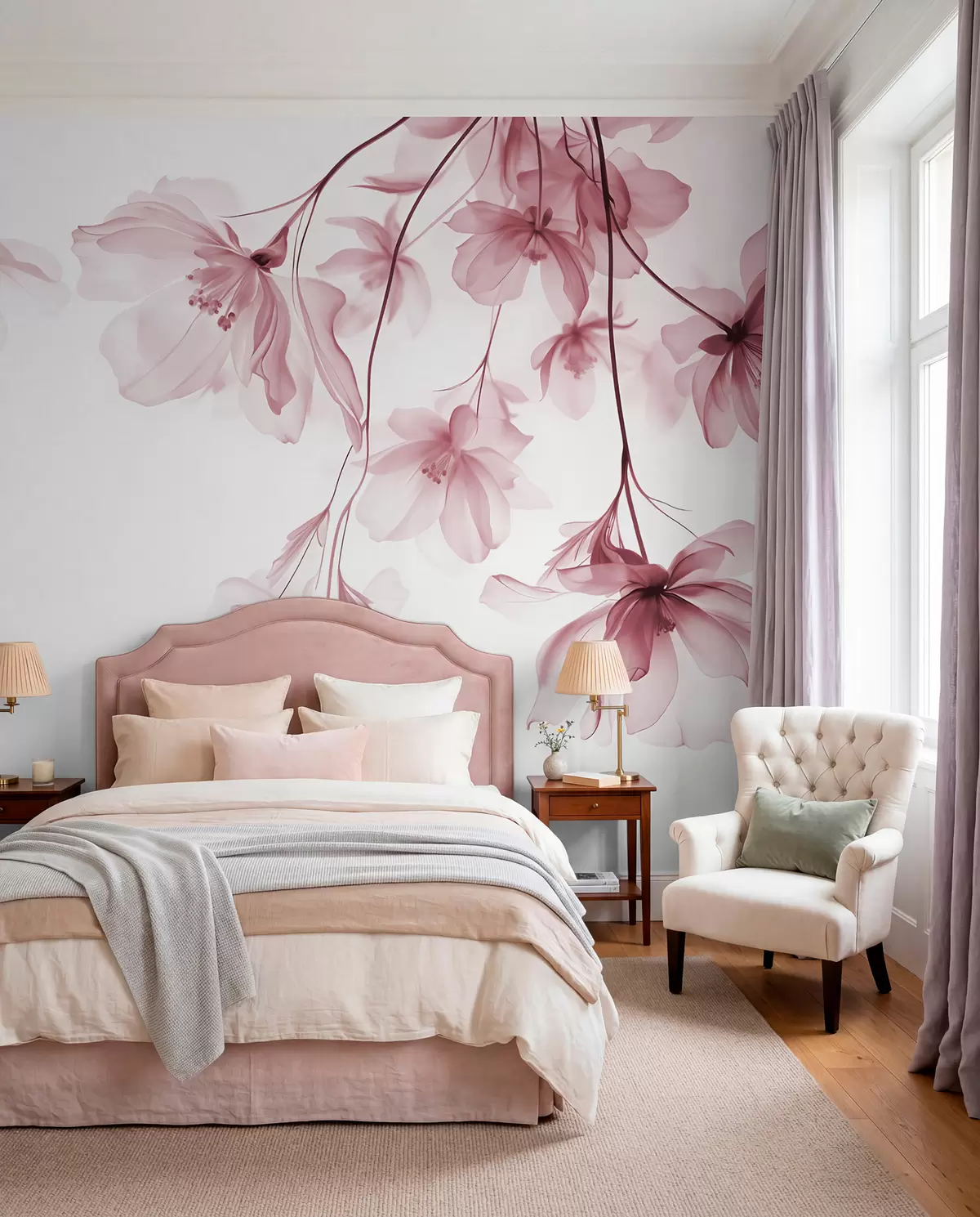 Papier peint Fleurs retombantes rose ancien w08911v2