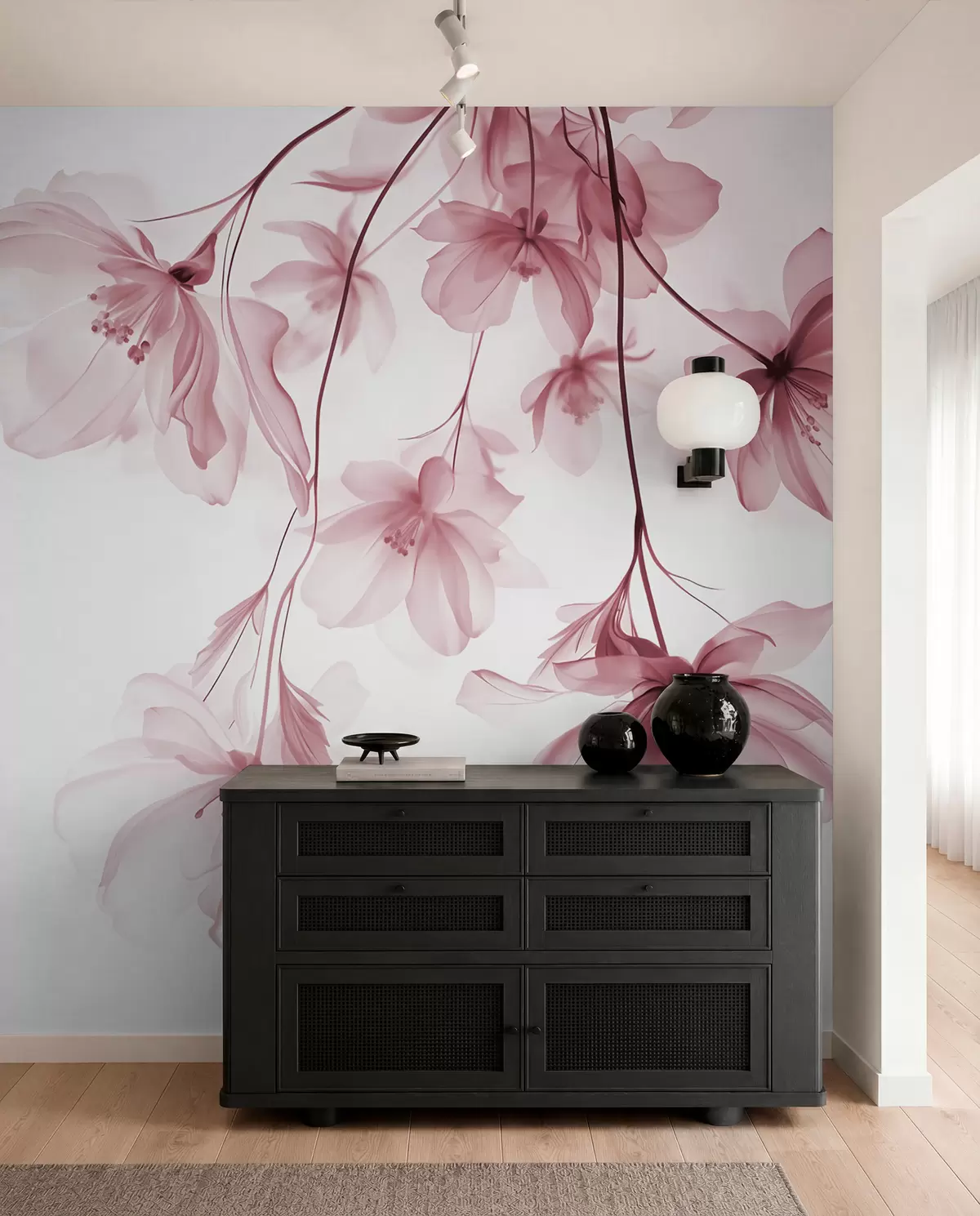 Papier peint Fleurs retombantes rose ancien w08911v2