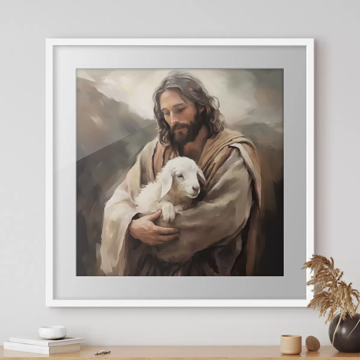 Poster Jésus avec l'agneau f43356
