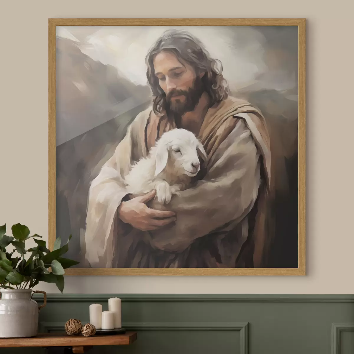 Poster Jésus avec l'agneau f43356