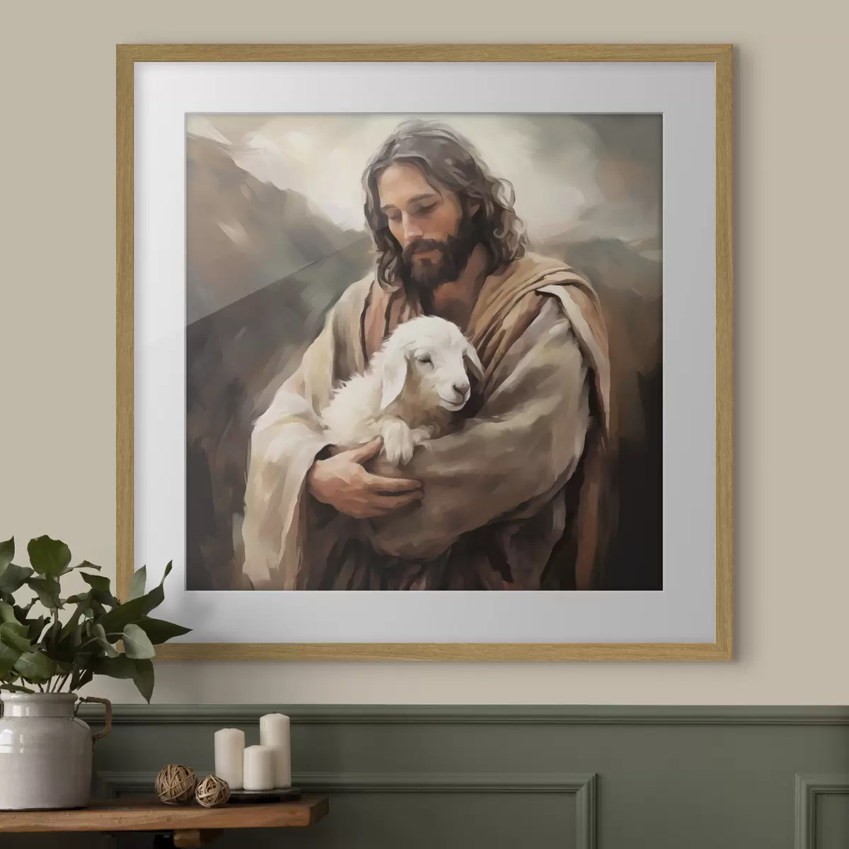 Poster Jésus avec l'agneau f43356