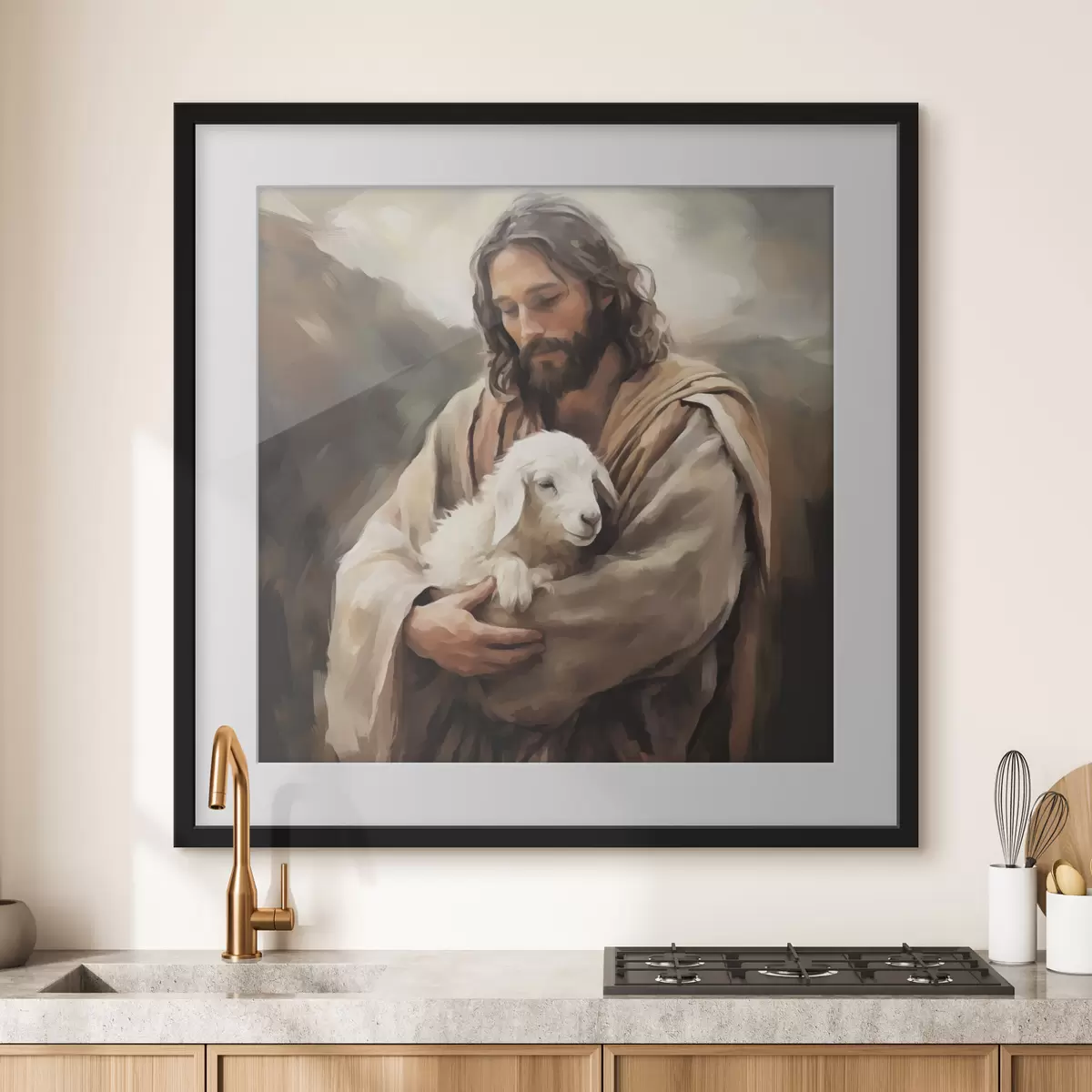 Poster Jésus avec l'agneau f43356