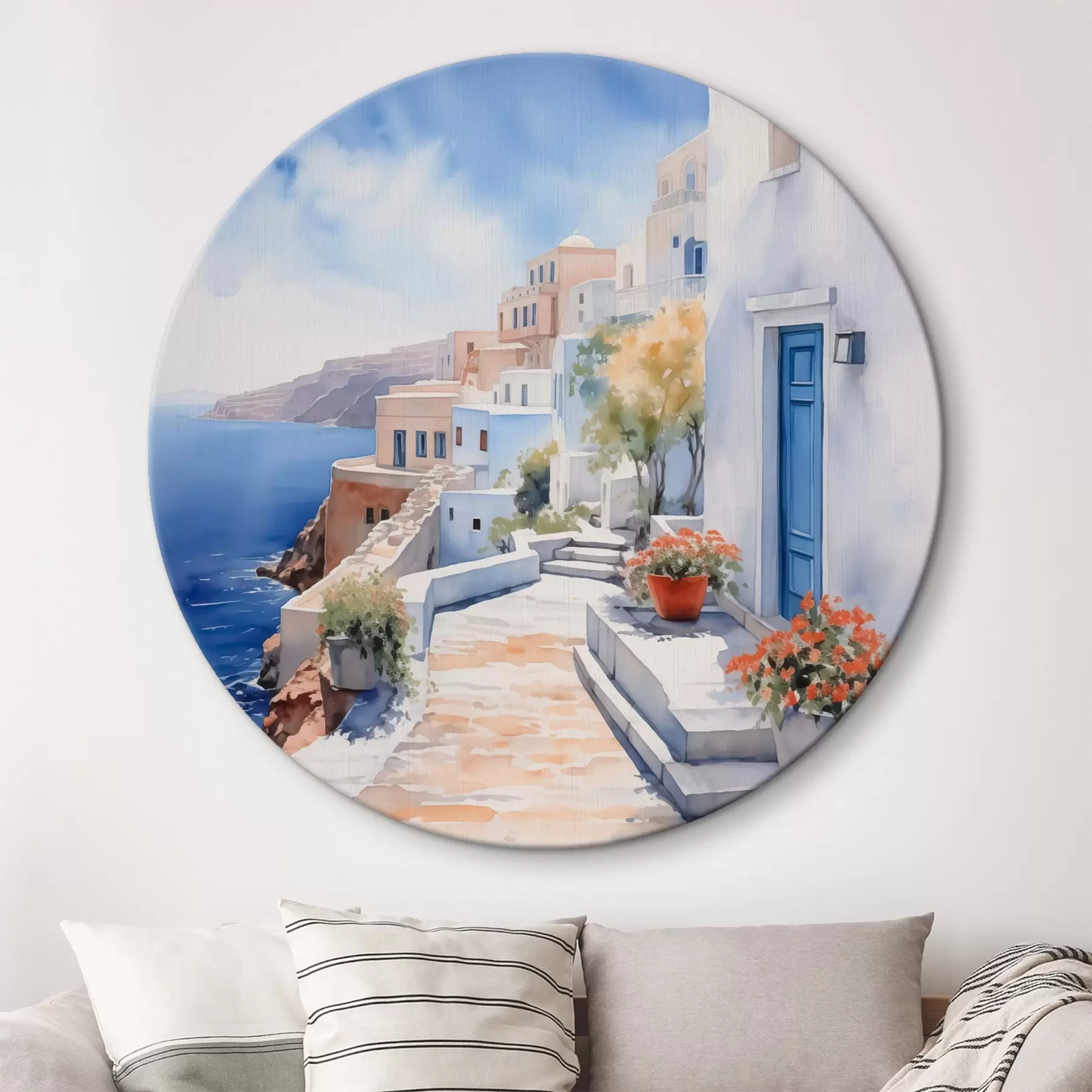 Tableau Maisons au bord de la mer imitation d'aquarelle r43346