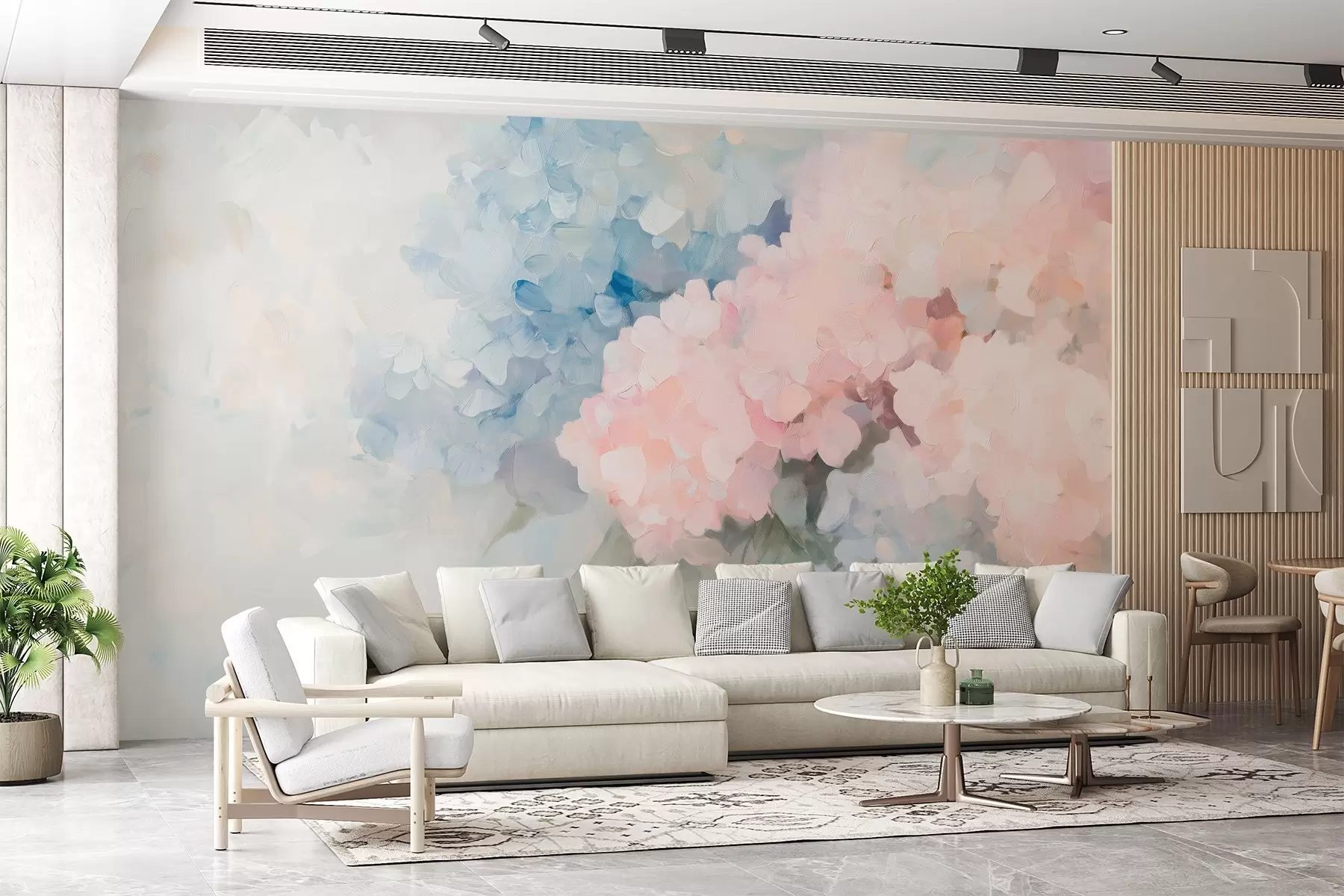 Papier peint Hortensias délicats en acrylique w08923