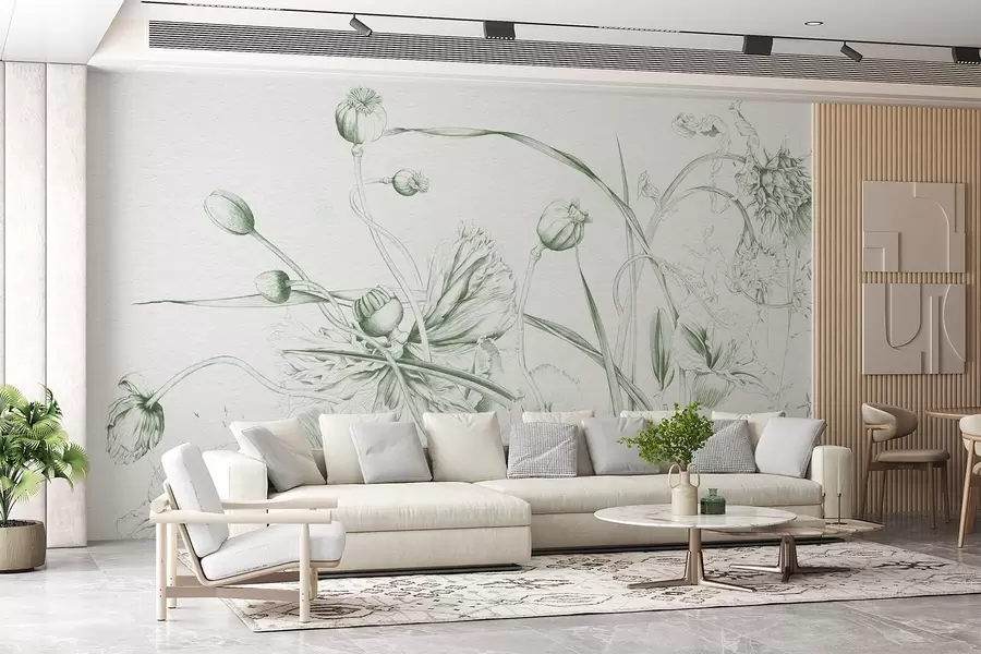 Papier peint Graphisme botanique w08926