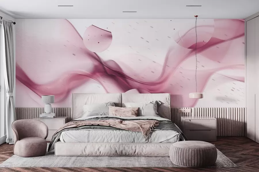 Papier peint Abstraction de vagues géométriques, style flou, dégradé, couleurs roses w03404v1