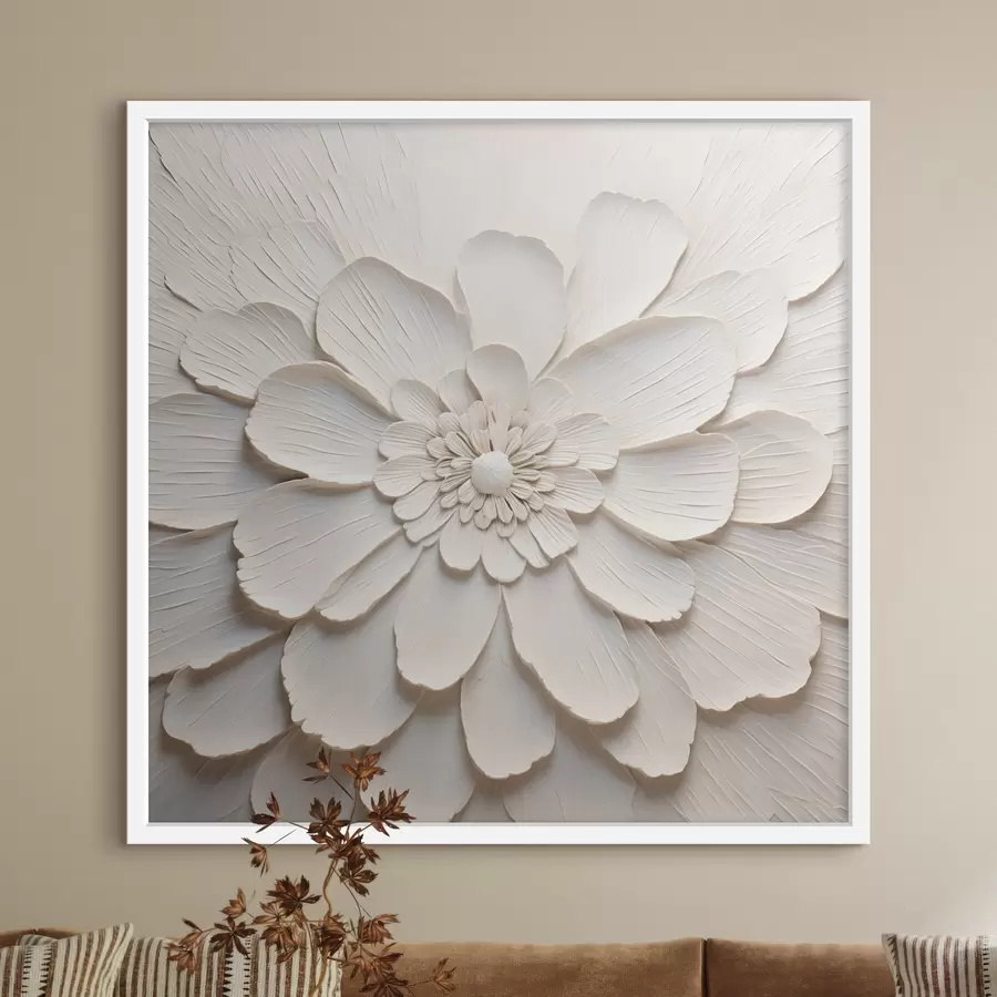 Papier peint Grande fleur blanche aux pétales volumineux f43364