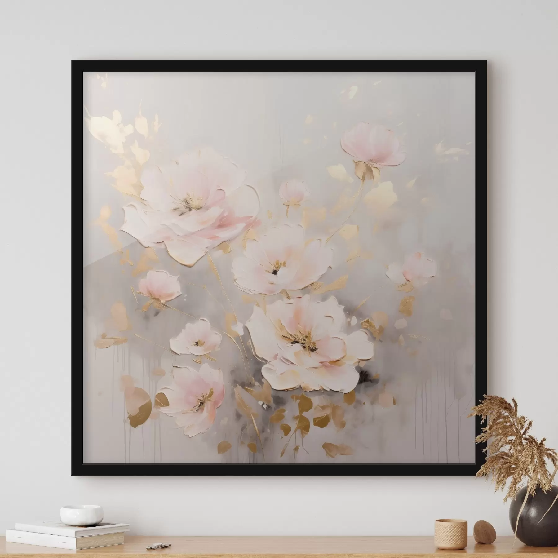 Tableau Fleurs élégantes roses en style peinture f43372