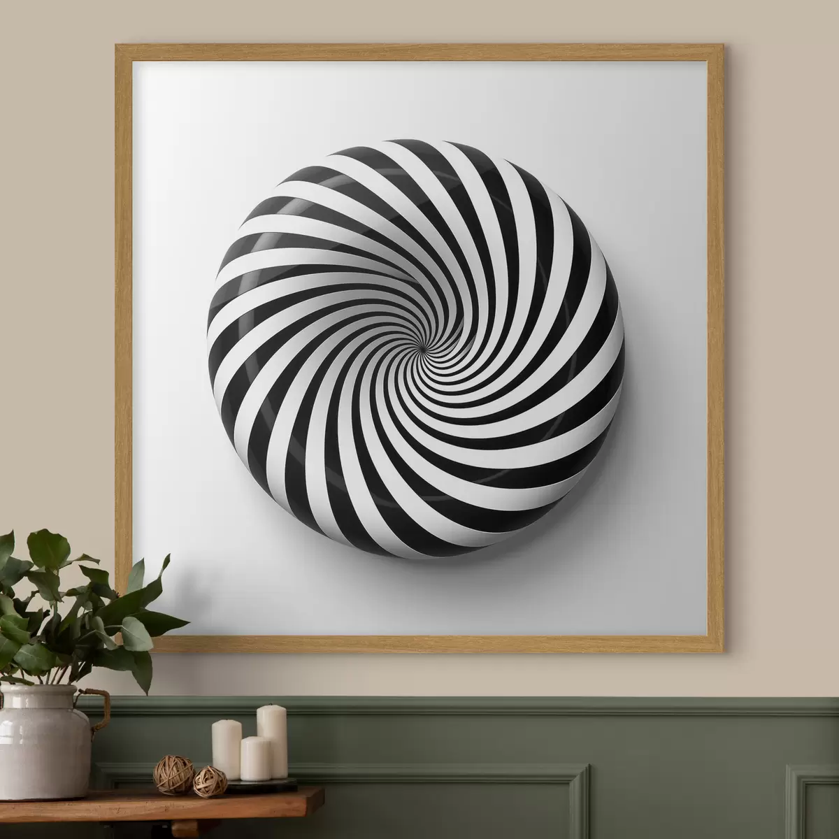 Poster Graphique géométrique tourbillonnant, graphique noir sur fond blanc f43376