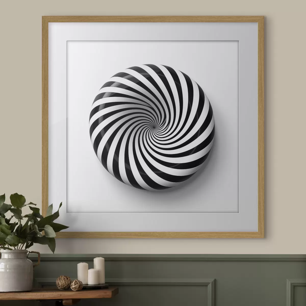 Poster Graphique géométrique tourbillonnant, graphique noir sur fond blanc f43376