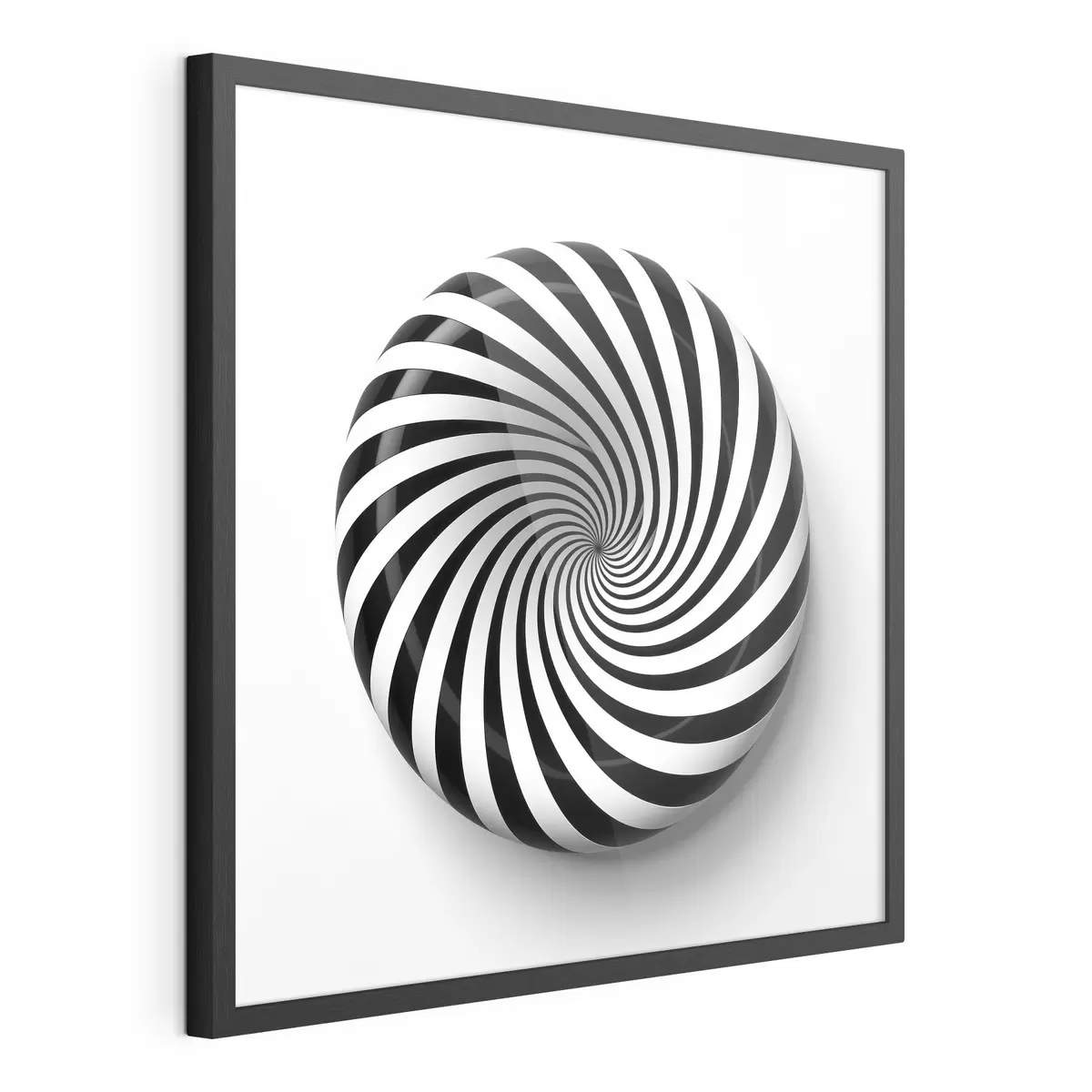 Poster Graphique géométrique tourbillonnant, graphique noir sur fond blanc f43376