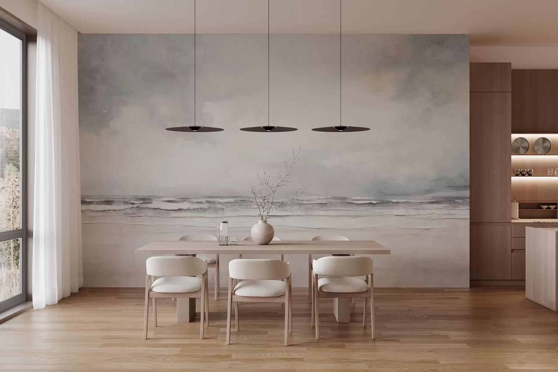 Papier peint Horizon abstrait où le ciel et la mer se rencontrent w03441