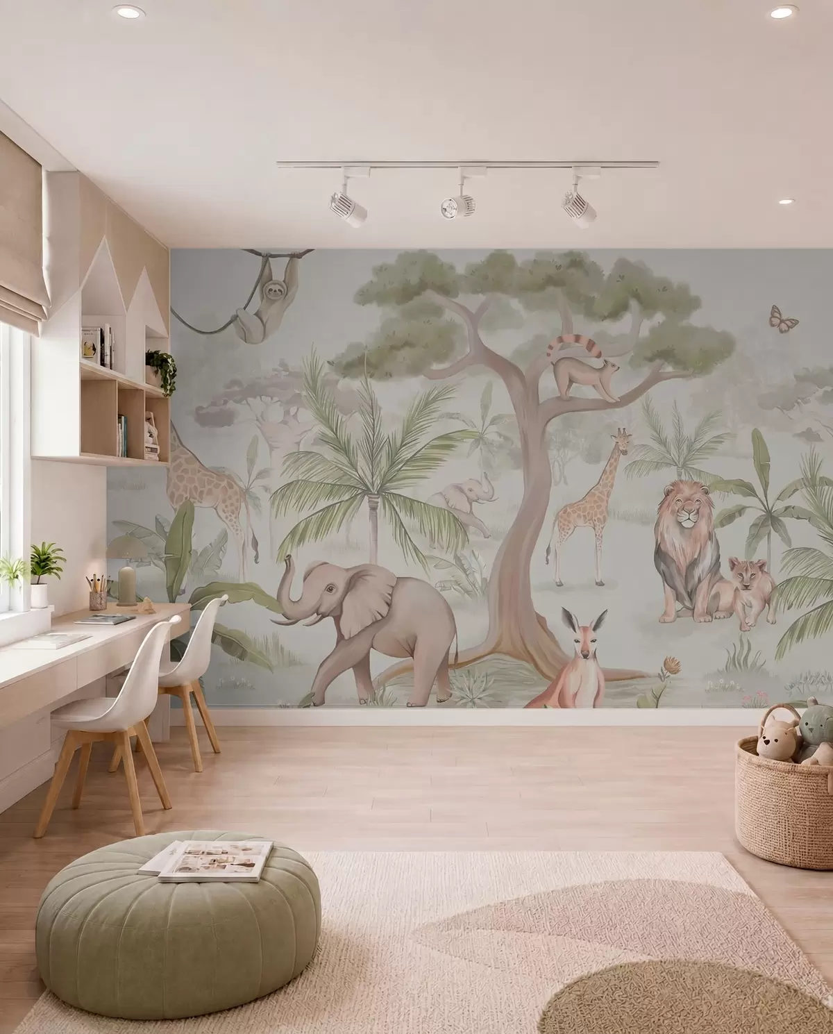 Papier peint Panorama de la jungle avec des animaux w03444