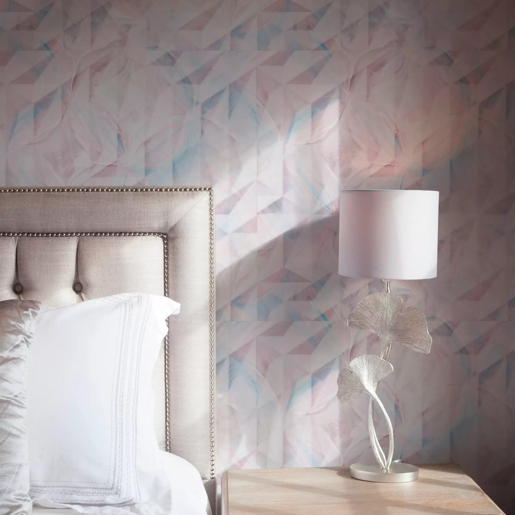Papier peint Motifs géométriques abstraits roses et bleus a00050