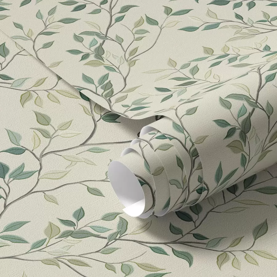 Papier peint Brindilles torsadées douces avec feuilles a00071
