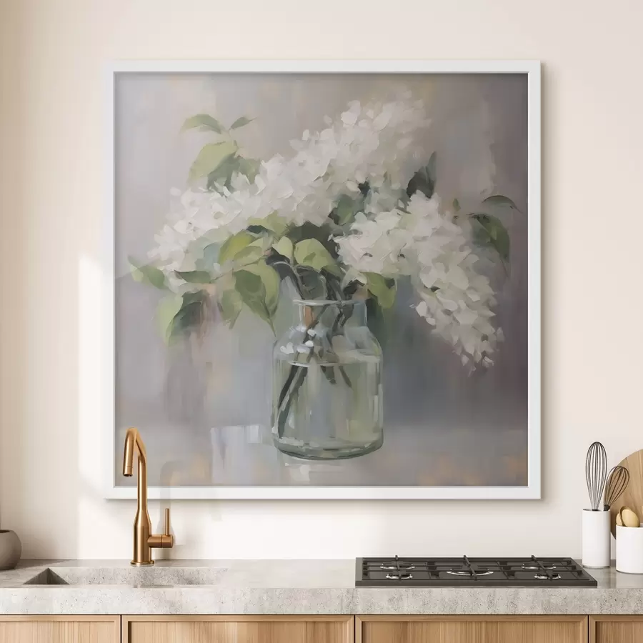 Papier peint Lilas blanc dans un vase imitation peinture f43439