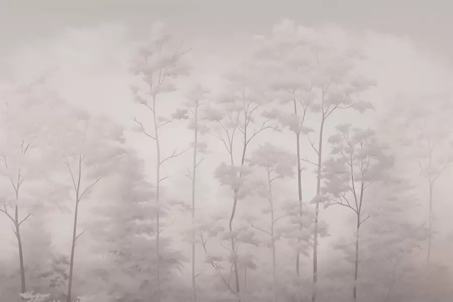 Papier peint Forêt tendance dans des couleurs pastel délicates et claires w03525