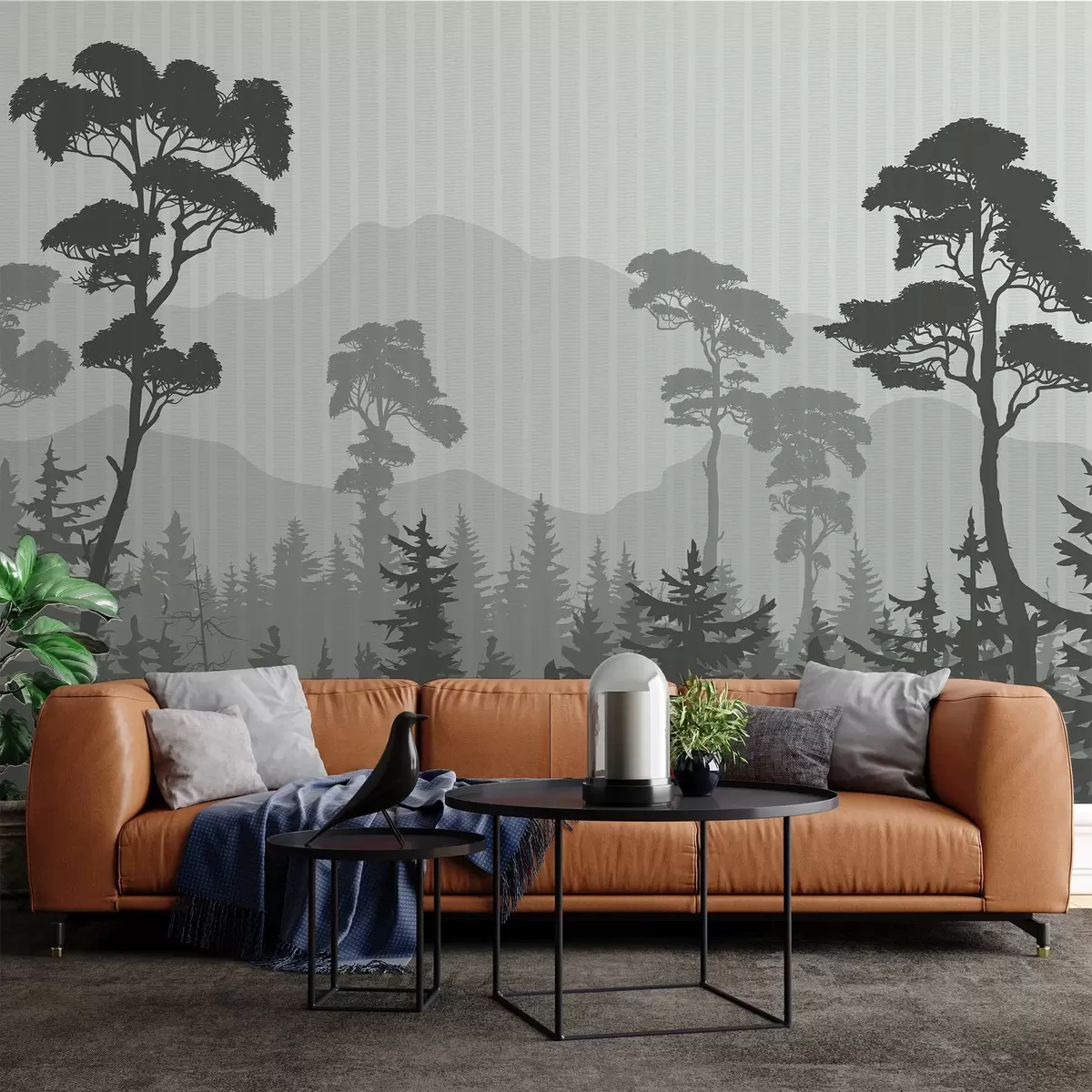 Papier peint Forêt de montagne dans la brume w03538v2