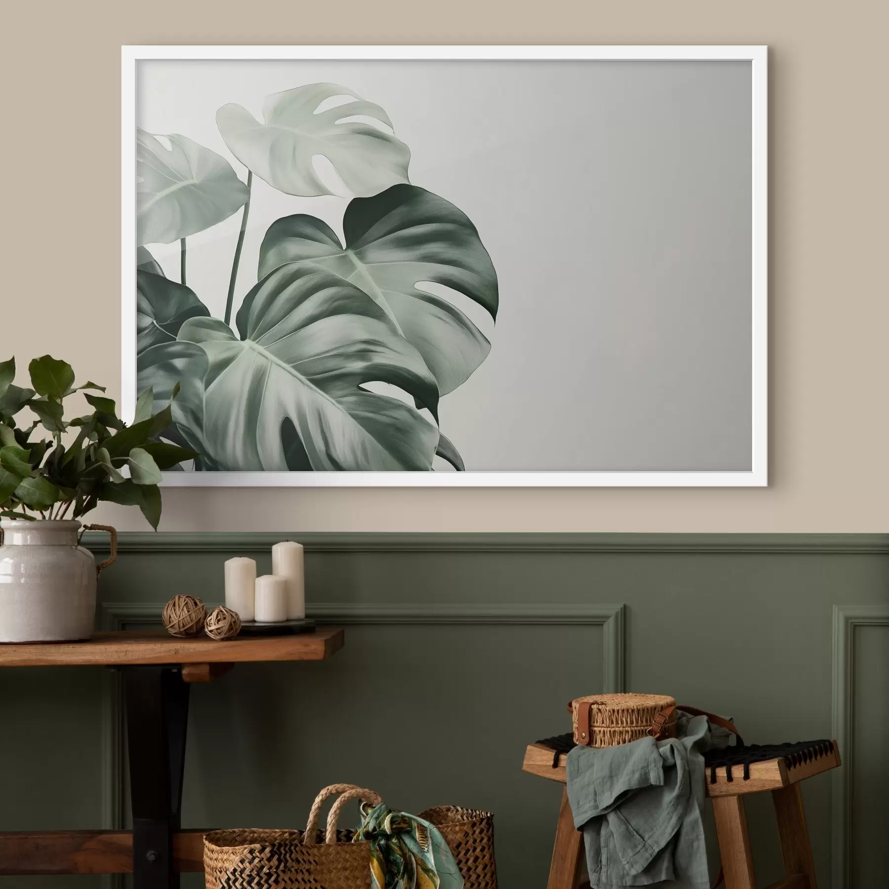 Tableau Feuilles de palmiers tropicaux, floral, réalisme, monstera f43508