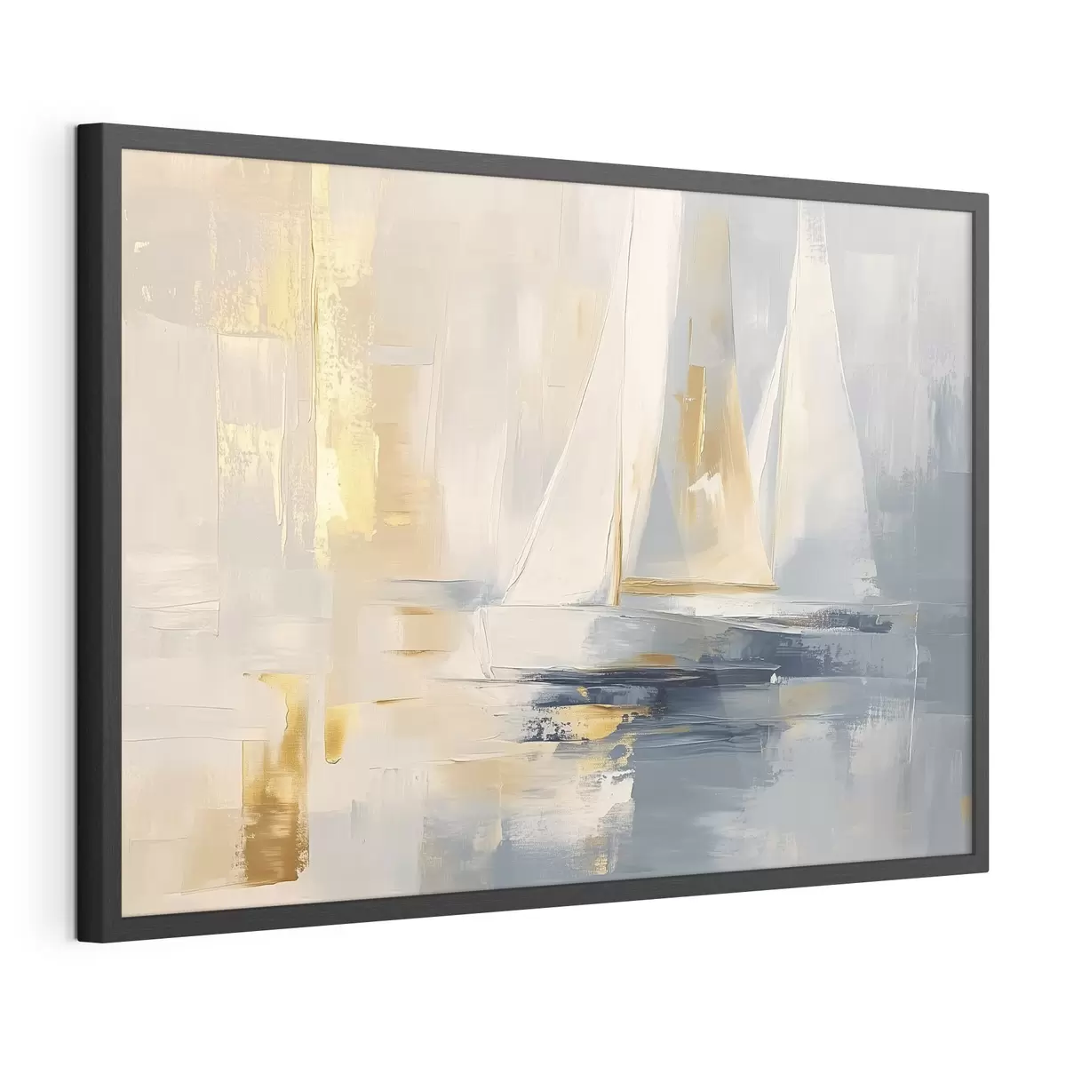 Poster Abstraction avec les voiliers dans la mer, style acrylique, coucher de soleil f43500