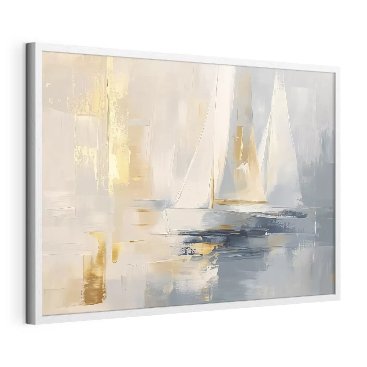 Poster Abstraction avec les voiliers dans la mer, style acrylique, coucher de soleil f43500