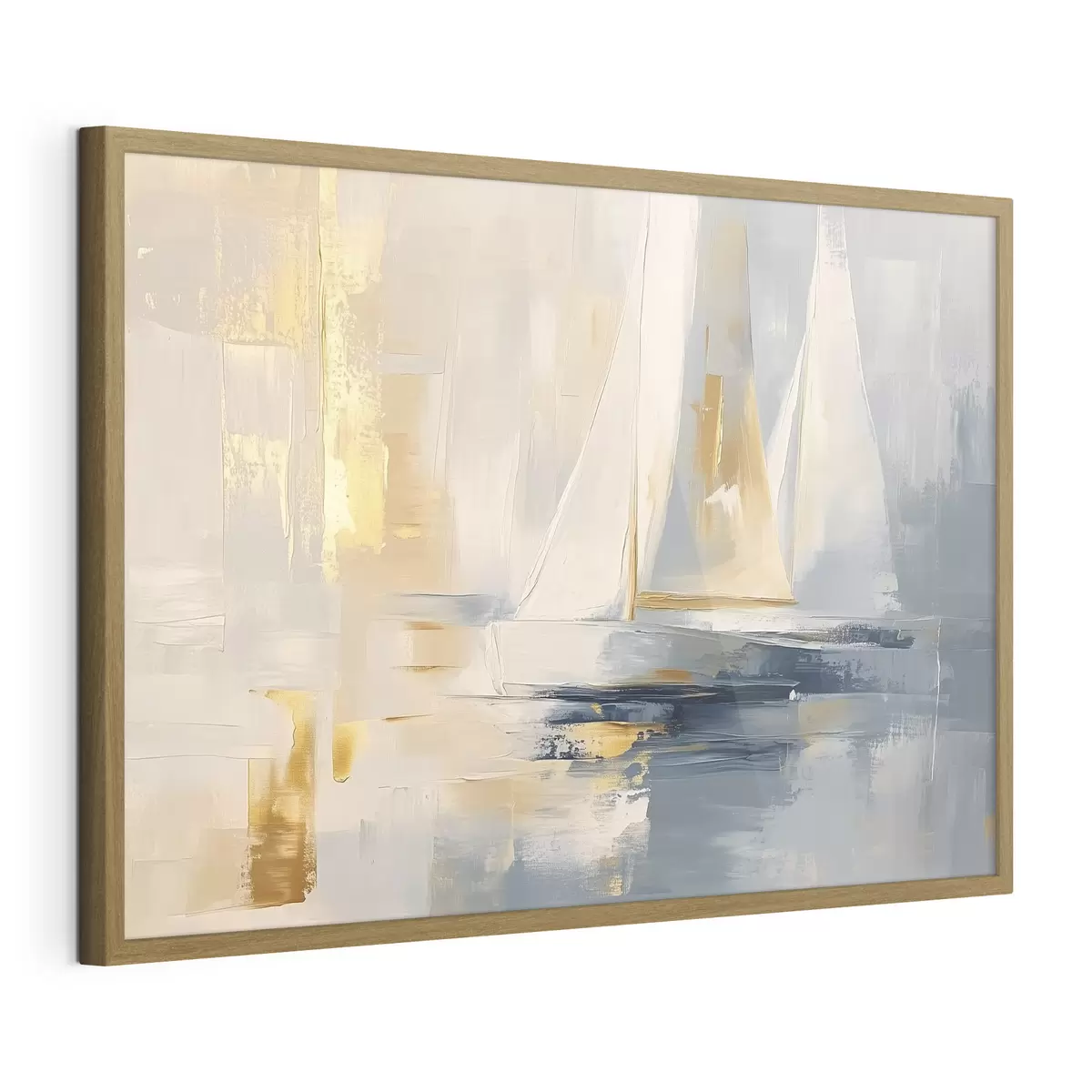 Poster Abstraction avec les voiliers dans la mer, style acrylique, coucher de soleil f43500
