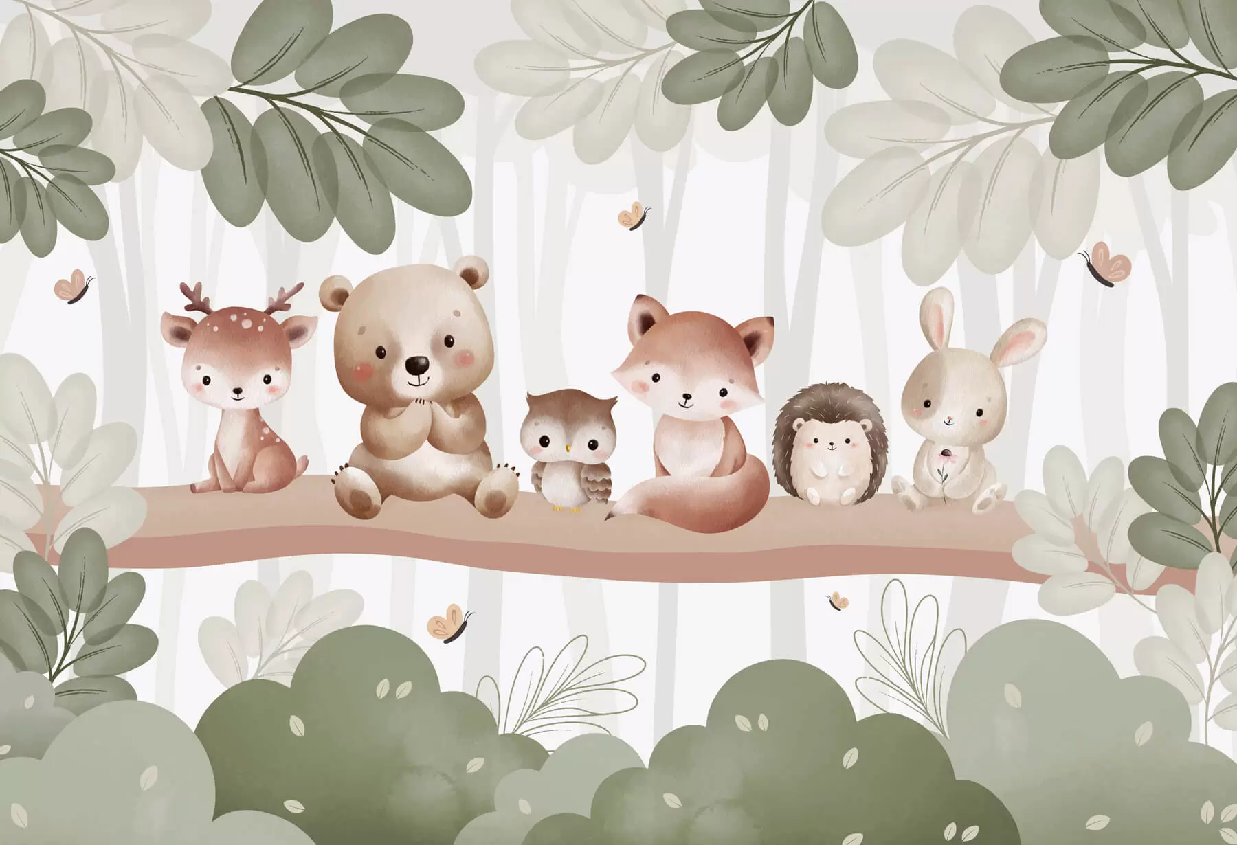 Papier peint Animaux mignons dans la forêt w03411