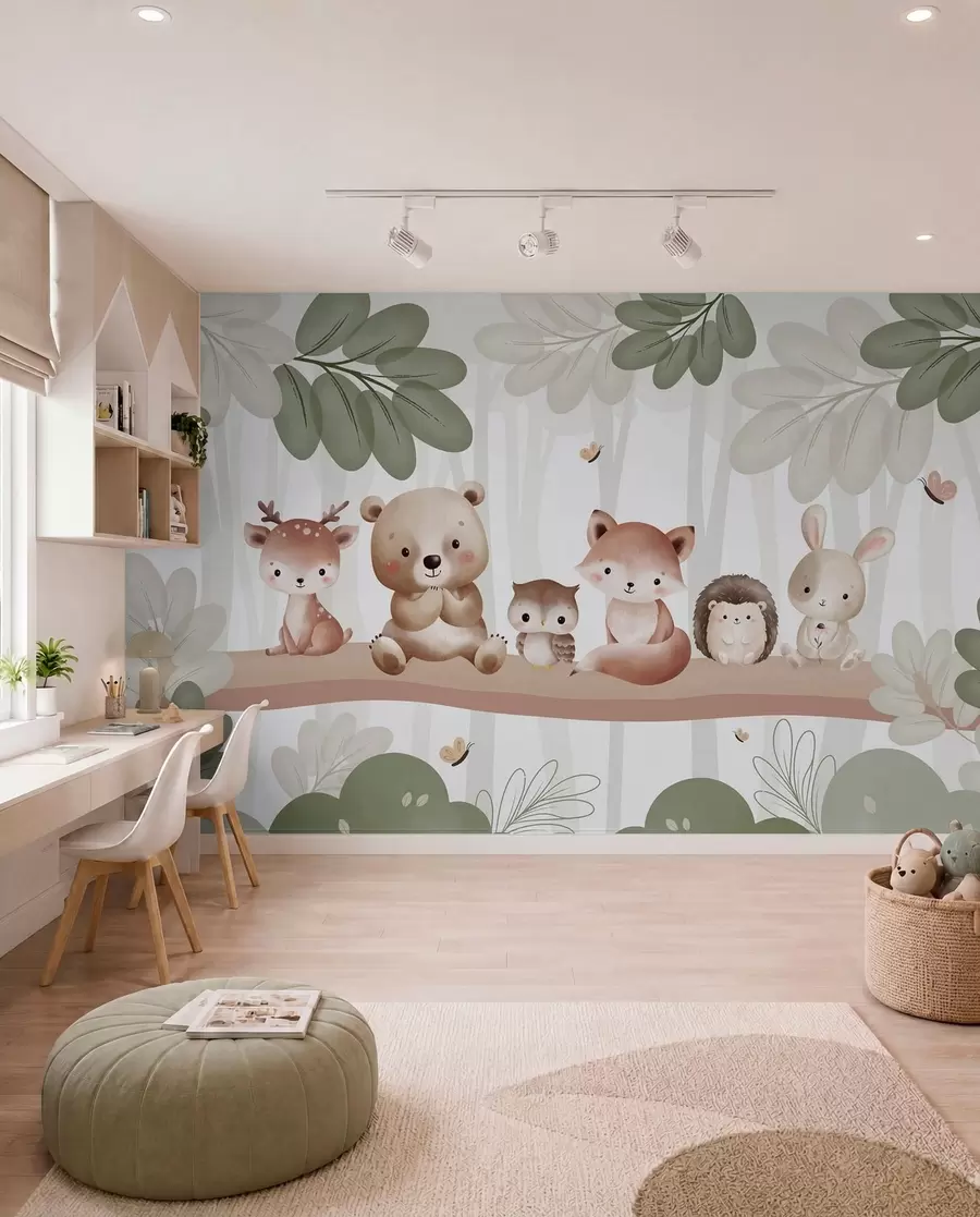 Papier peint Animaux des bois en rang w03411