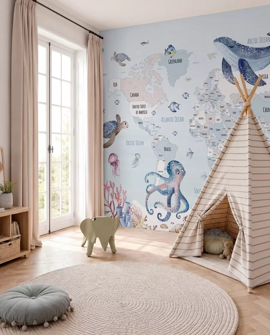 Papier peint Atlas océanique en anglais w03526