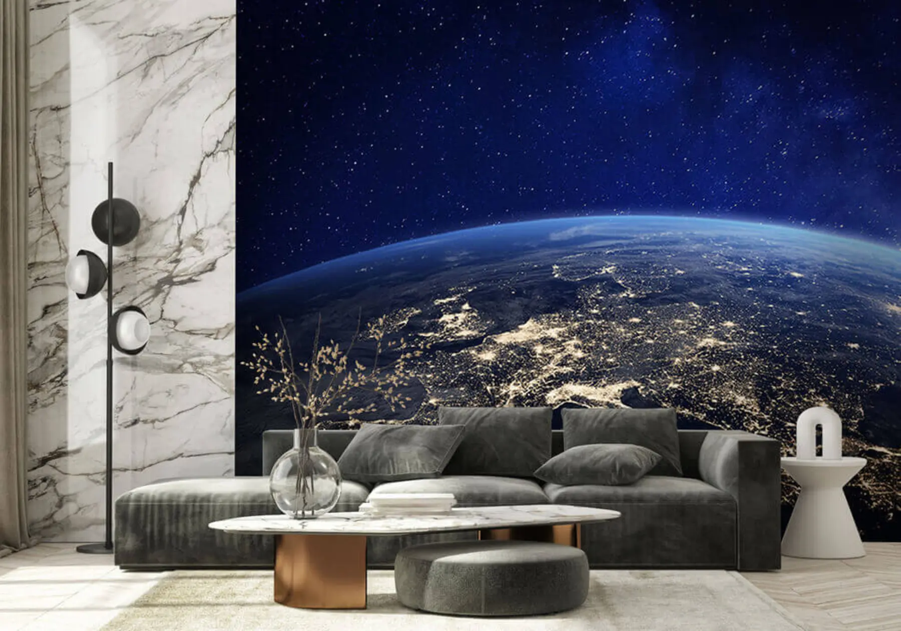 Papier peint Terre de nuit, vue depuis la stratosphère u62035