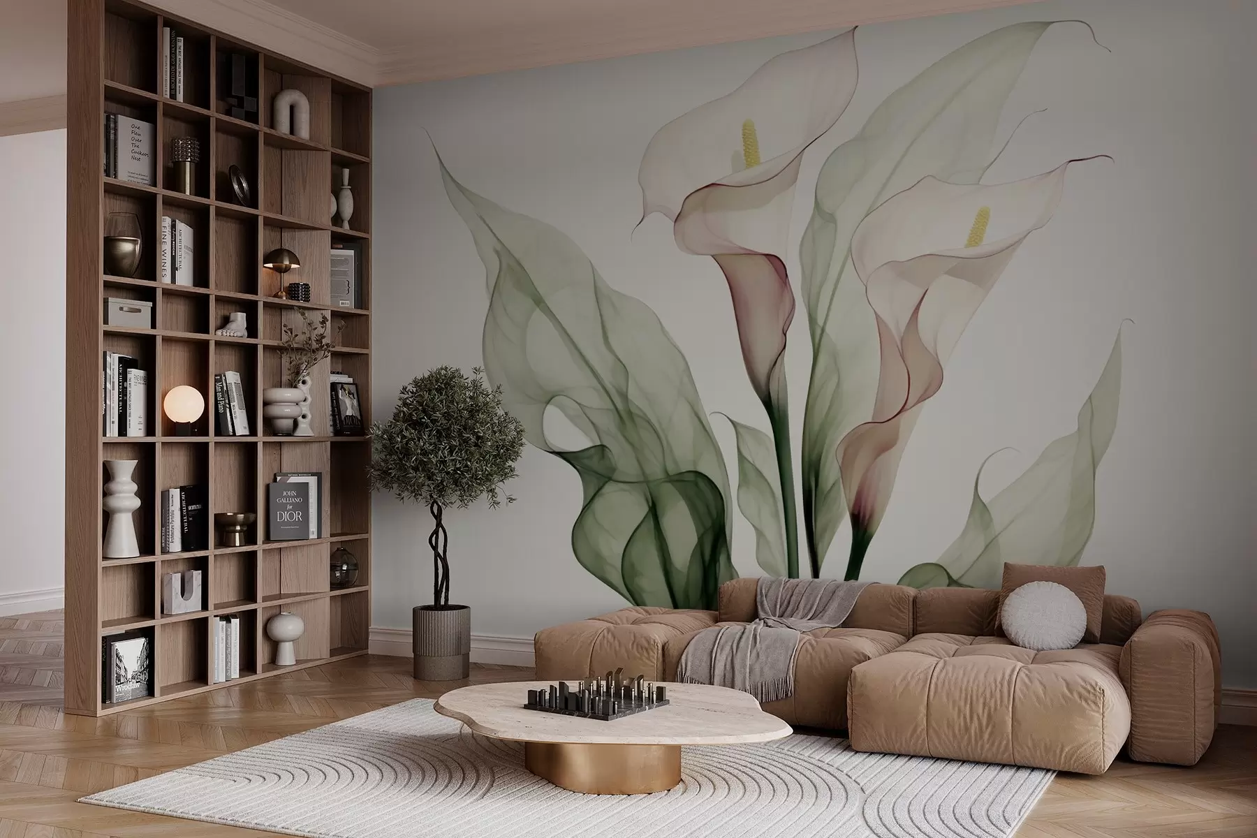 Papier peint Lys calla imitation aquarelle w03566