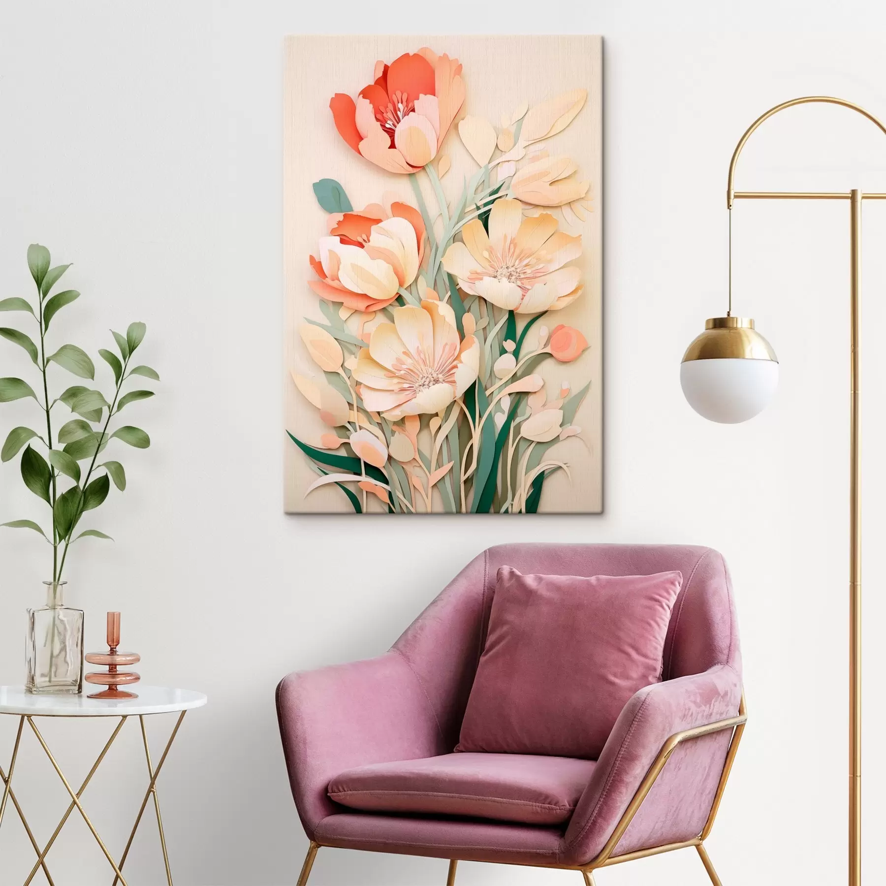Tableau Fleurs en papier délicates s43568
