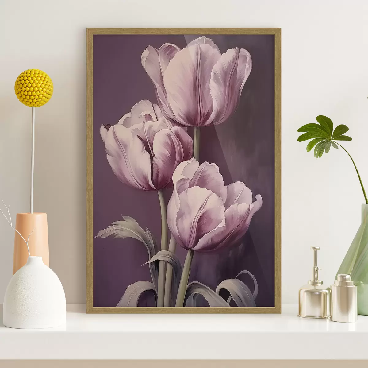 Poster Élégantes tulipes sur fond violet f43513